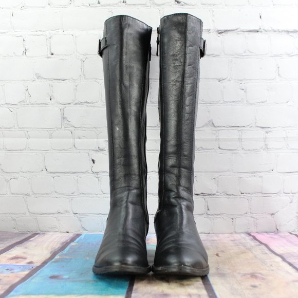 Cole Haan Black Leather Knee High Side Zip Riding Boots Size 6 B - Picture 4 of 11